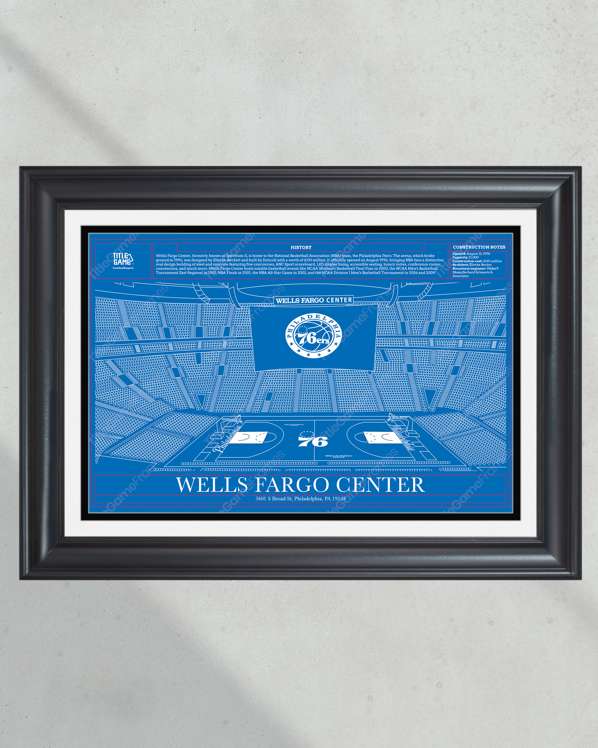 Philadelphia 76ers Wells Fargo Center NBA Basketball Stadium Blueprint PT60244