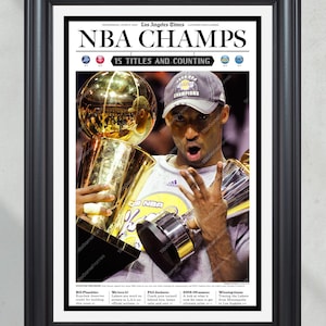 2009 LA Lakers NBA Champions Framed Newspaper: 15 Titles and Counting