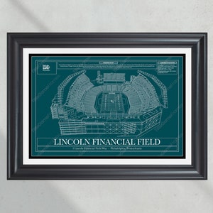 Philadelphia Eagles Lincoln Financial Field Stadium Blueprint Football Print