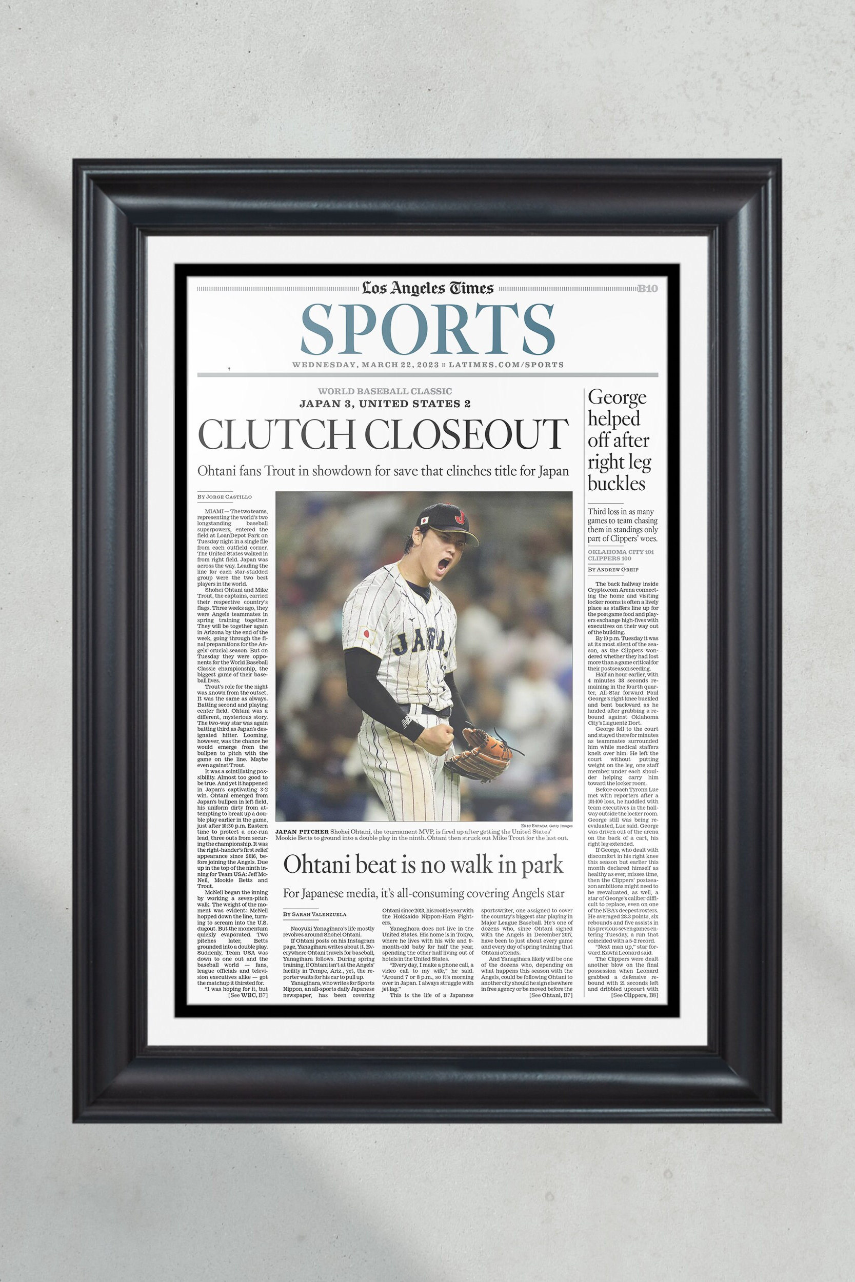 2023 WBC Samurai Japan Defeats USA 3-2 Championship Front Page Newspaper PT60416