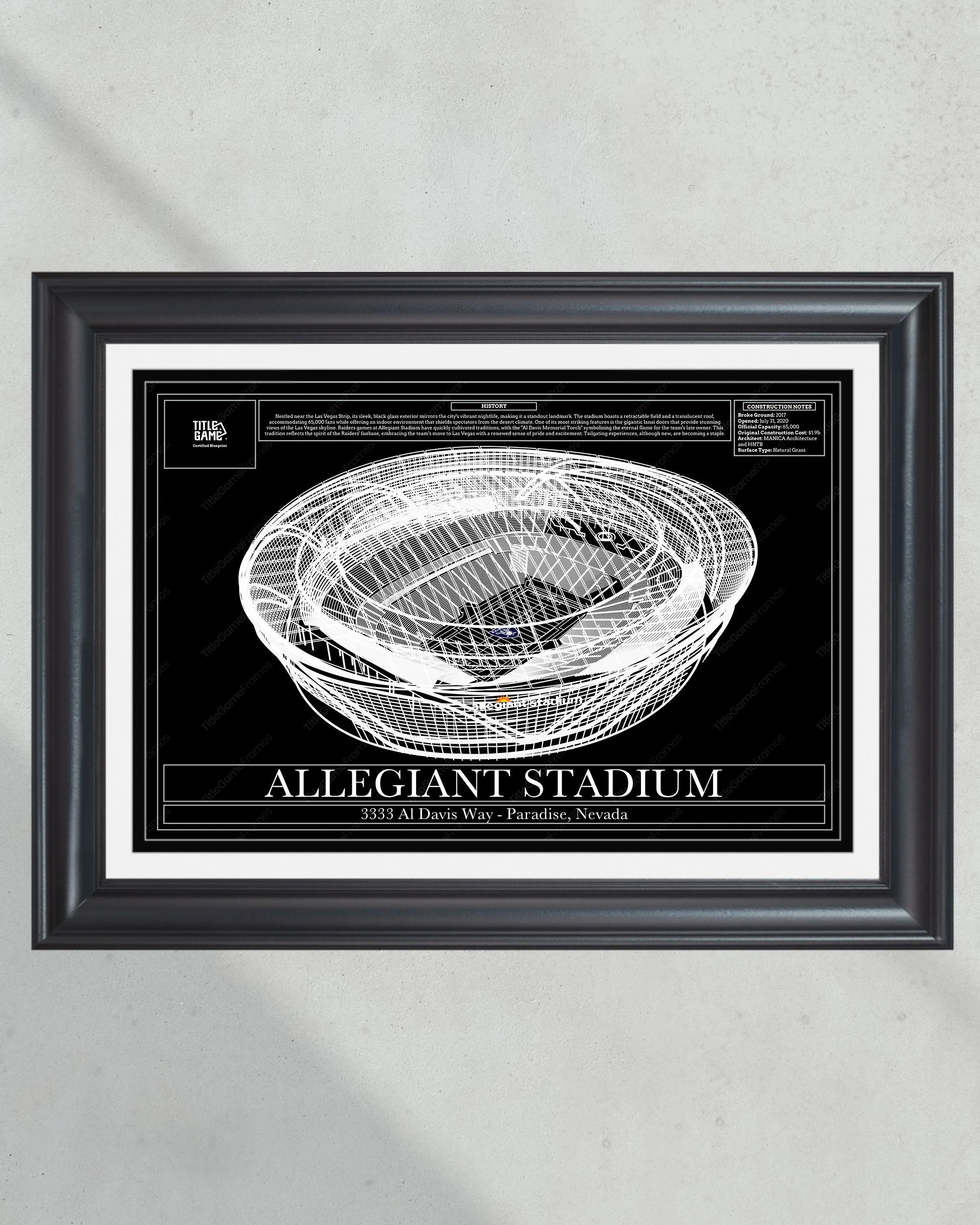 Las Vegas Raiders Allegiant Stadium Blueprint Football Wall Art Print PT60512