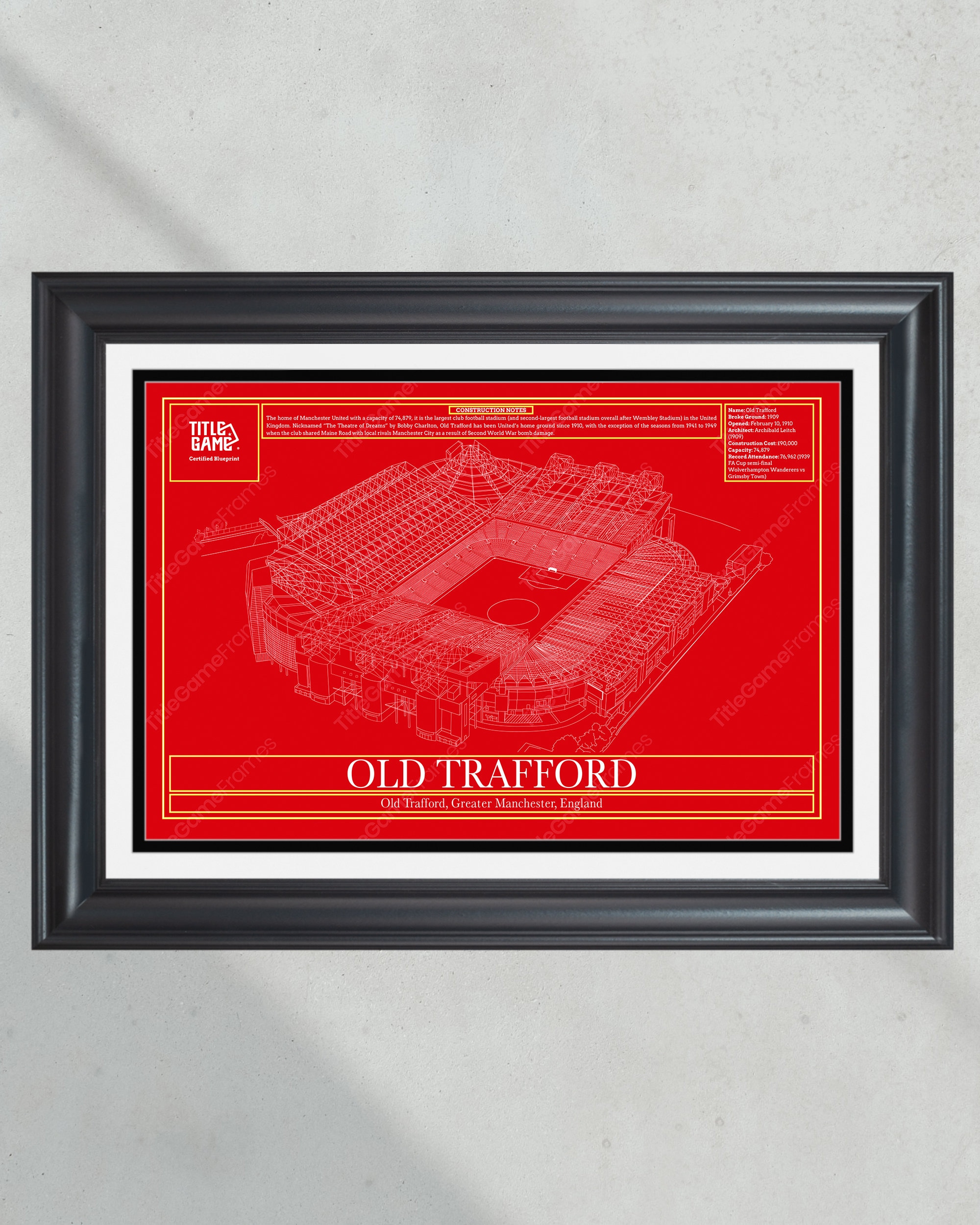 Manchester United FC Old Trafford Stadium Soccer Stadium Blueprint PT60818