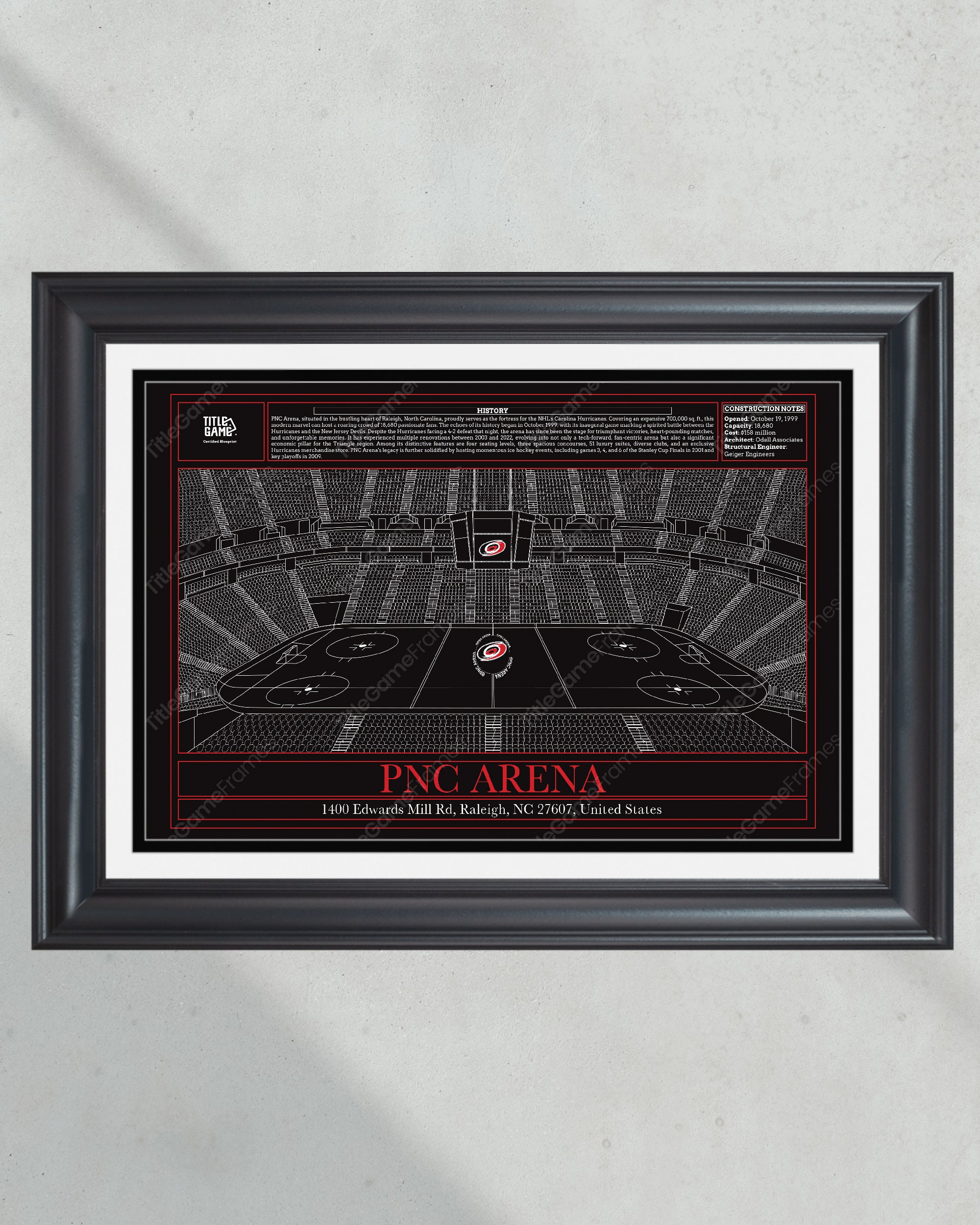Carolina Hurricanes PNC Arena Hockey Stadium Blueprint PT60199