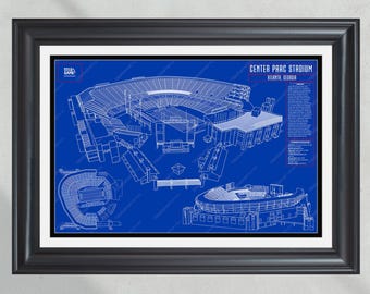 Georgia State Panthers Center Parc Stadium Stadionblauwdrukprint