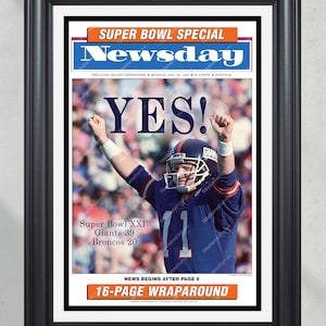 1987 New York Giants Super Bowl XXI Champions &#39;YES!&#39; - Historic Framed Newspaper