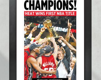 2006 Miami Heat NBA Champion Framed Newspaper Front Page Newspaper