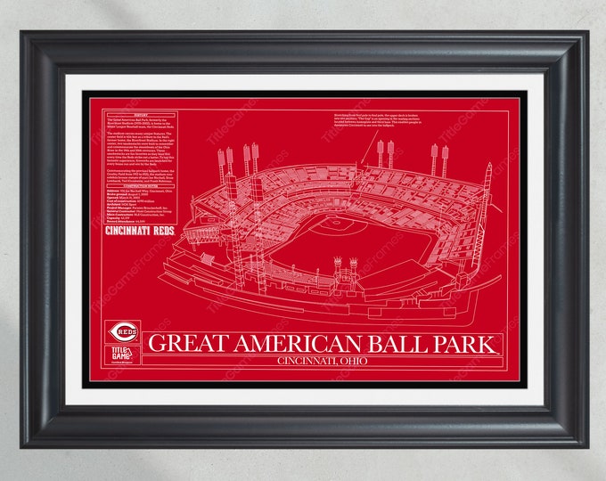 Cincinnati Reds Great American Ball Park Stadium Ballpark Blueprint Baseball Wall Art