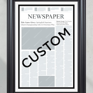 Custom Front Page Newspaper - Personalized News Wall Art - Choose Any Event, Publication, or Article