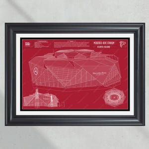 Atlanta Falcons Mercedes Benz Stadium Blueprint Football Print