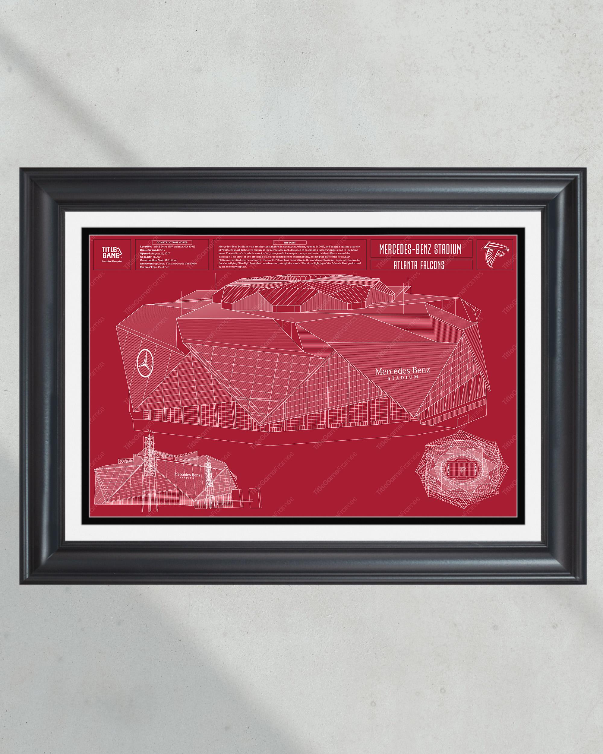 Atlanta Falcons Mercedes Benz Stadium Blueprint Football Print PT60978