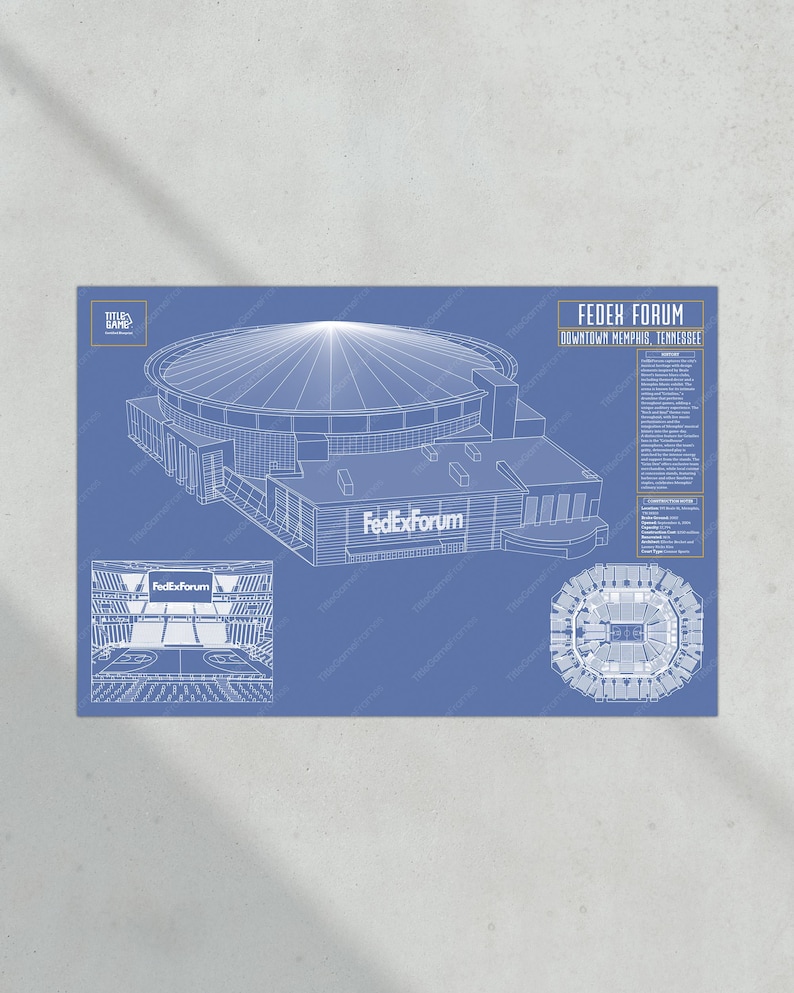 Memphis Grizzlies FedEx Forum NBA Basketball Stadium Blueprint image 5