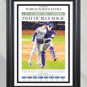 Ingelijste krant LA Dodgers World Series 2024: "That Ol' Blue Magic"