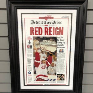 2008 Detroit Red Wings “Red Reign” Stanley Cup Champions Framed Newspaper Front Page Print