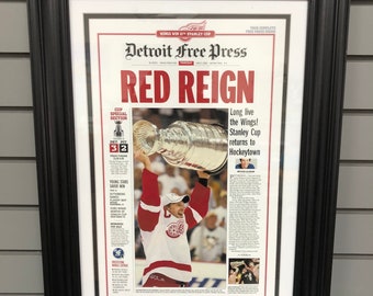 2008 Detroit Red Wings “Red Reign” Stanley Cup Champions Framed Newspaper Front Page Print
