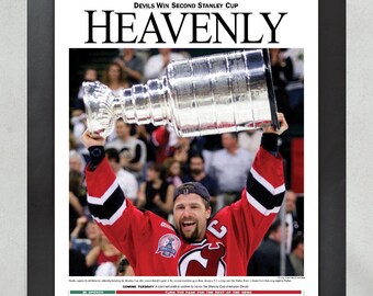 2000 NJ Devils Stanley Cup Champions Framed Newspaper Front 