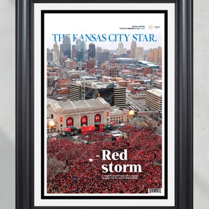 2020 Kansas City Chiefs “Red Storm” Super Bowl LIV Championship Parade Framed Front Page Newspaper