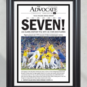 2023 LSU Tigers “SEVEN!” College World Series Champions Front Page Newspaper