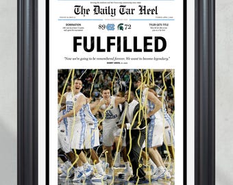 2009 North Carolina Tar Heels NCAA College Basketball Champions Framed Front Page Newspaper Print