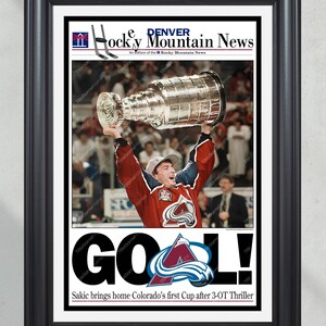 1996 Colorado Avalanche Stanley Cup Champions &#39;GOAL!&#39; Framed Front Page Newspaper Print