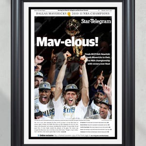 2011 Dallas Mavericks &#39;Mav-elous!&#39; Mistrz NBA Oprawiona pierwsza strona gazety