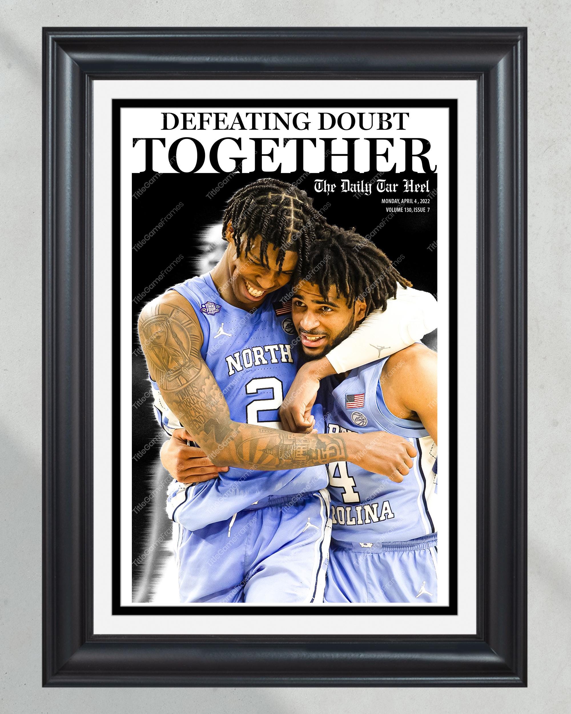 2022 North Carolina Tar Heels Defeating Doubt Final Four Framed Front Page Newspaper Print PT60447