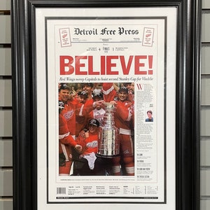 1998 Detroit Red Wings Stanley Cup Champion Framed Front Page Newspaper Print