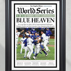 L.A. Dodgers World Series Champions ingelijste krantenomslagprint 2020