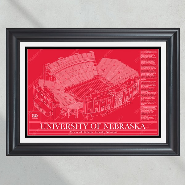 University of Nebraska Cornhuskers Memorial Stadium Blueprint Football Print
