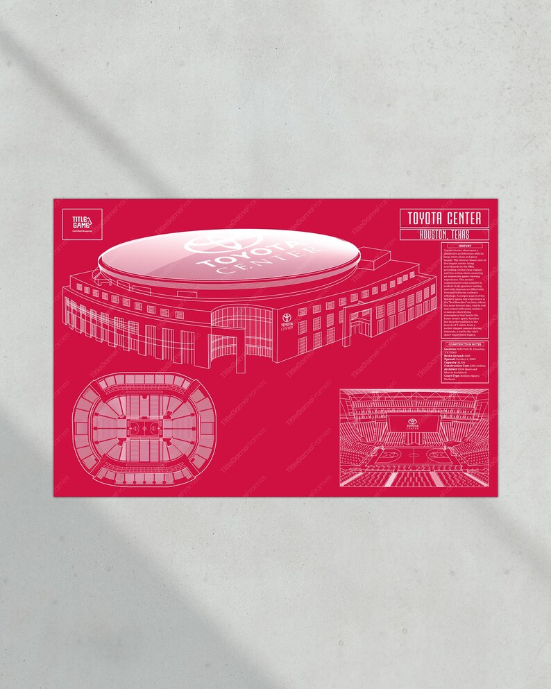 Houston Rockets Toyota Center NBA Basketball Stadium Blueprint - Etsy