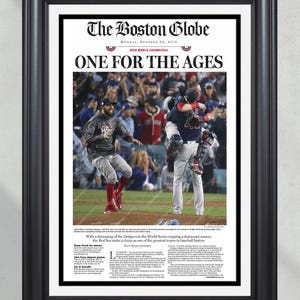 2018 Boston Red Sox World Series Framed Front Page Newspaper - &#39;One for the Ages&#39;