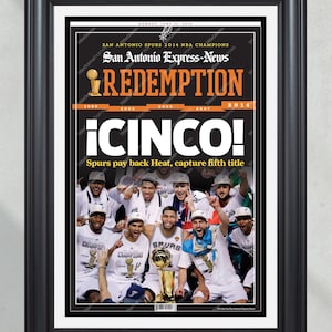 2014 San Antonio Spurs NBA Champions Framed Front Page Newspaper Print