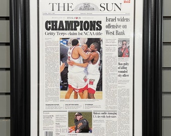 2002 Maryland Terrapins NCAA College Basketball Champions Framed Front Page Newspaper Print