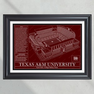 Texas A&M University Aggies Kyle Field Football Stadium Blueprint