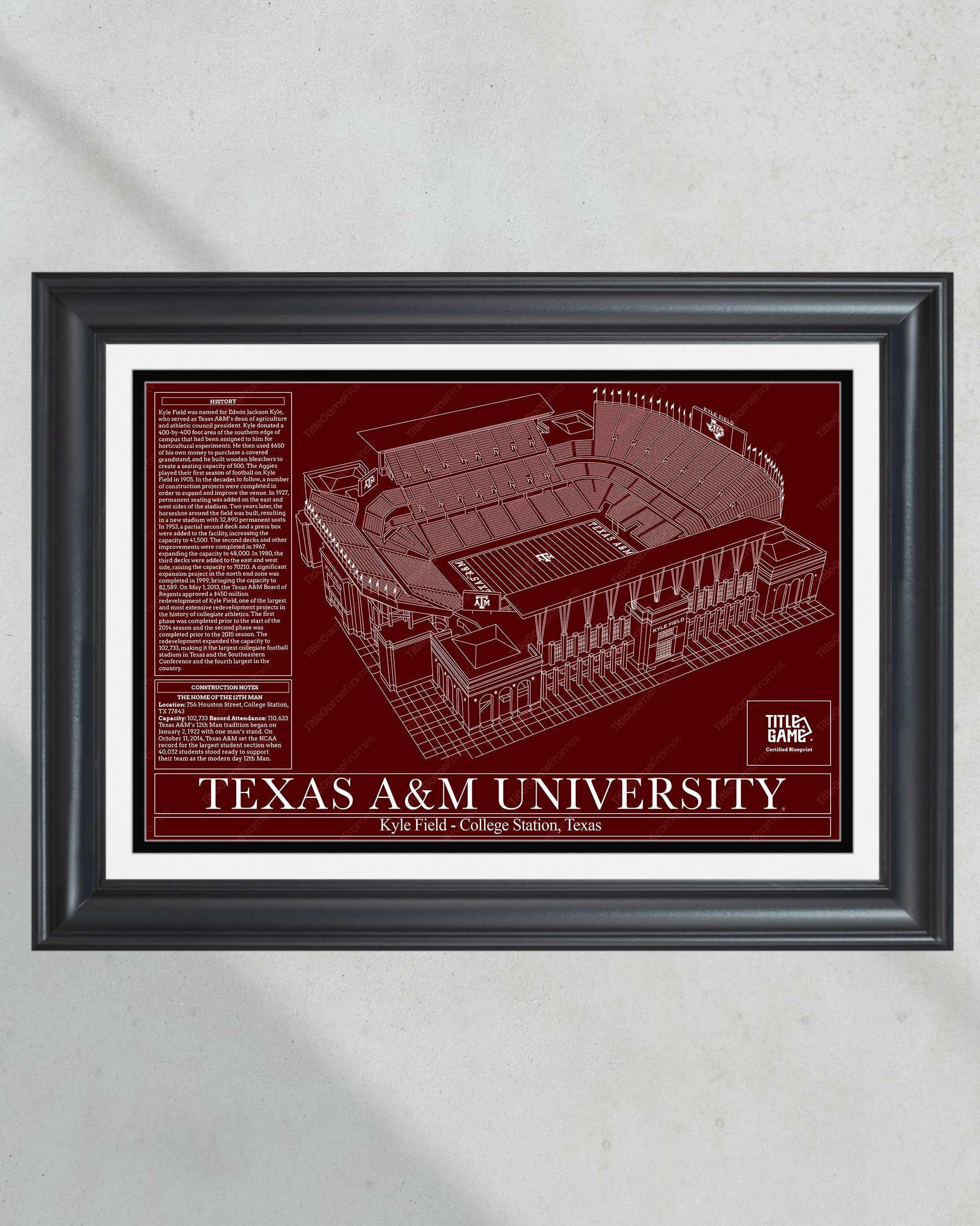 Texas A&M University Aggies Kyle Field Football Stadium Blueprint PT60323