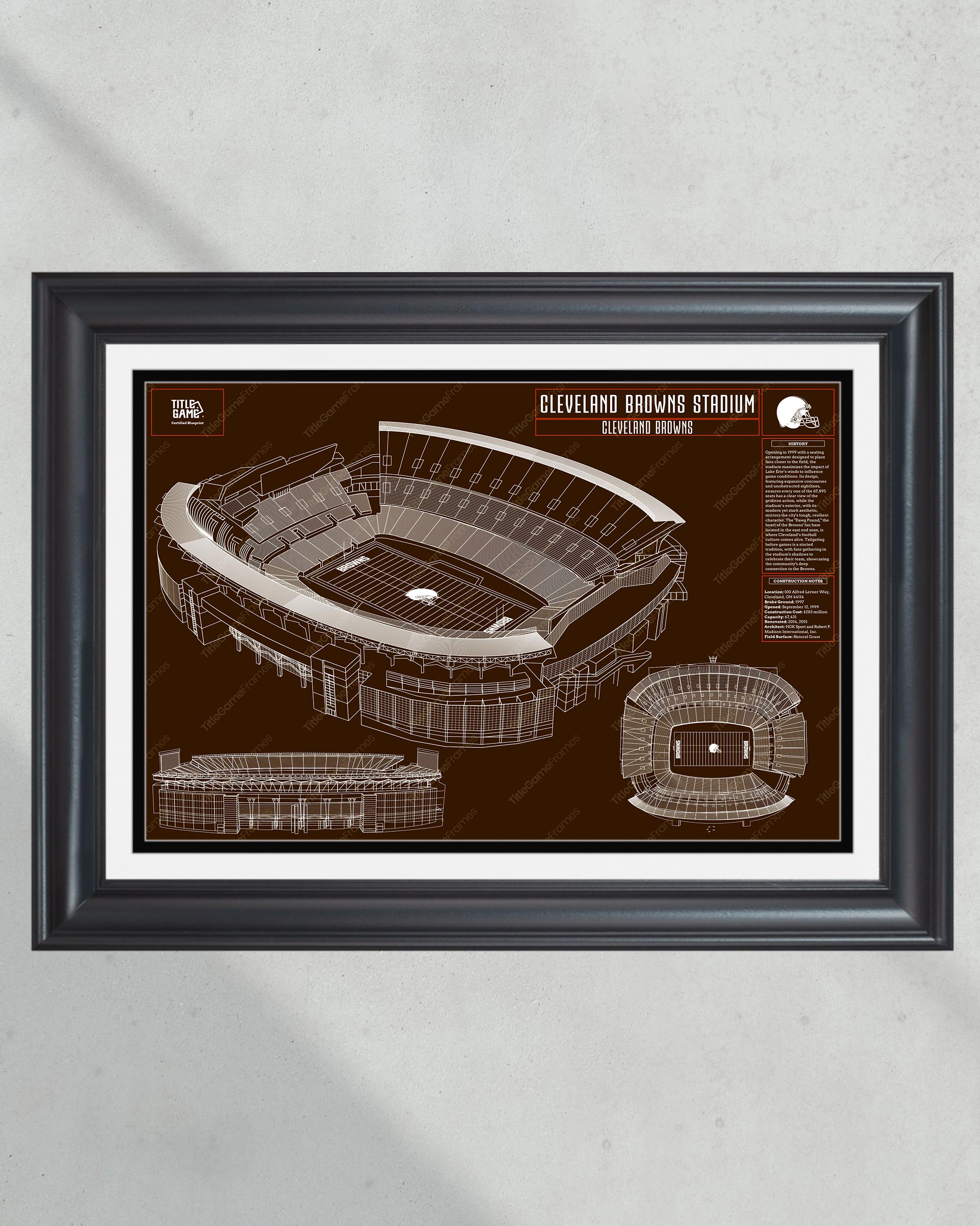 Cleveland Browns FirstEnergy Stadium Blueprint Football Print PT60644