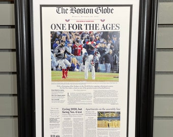 2018 Boston Red Sox World Series Framed Front Page Newspaper Print