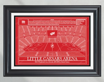 Blauwdruk van het hockeystadion van Detroit Red Wings Little Caesars Arena