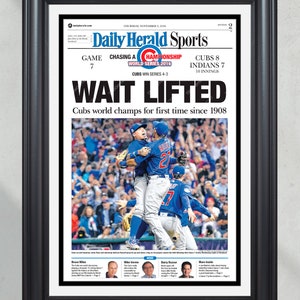 2016 Chicago Cubs &#39;WAIT LIFTED&#39; World Series Champions Framed Newspaper