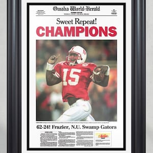1995 Nebraska Cornhuskers NCAA College Football National Champions Framed Front Page Newspaper Print
