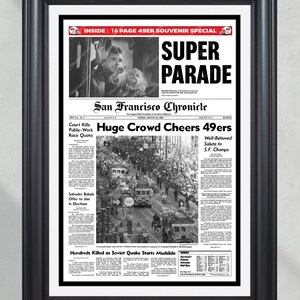 1989 San Francisco 49ers Super Bowl XXIII &#39;Champions Parade&#39; Framed Front Page Newspaper