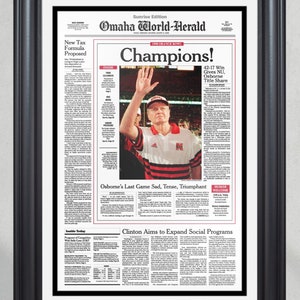 1997 Nebraska Cornhuskers NCAA College Football National Champions Framed Front Page Newspaper Print