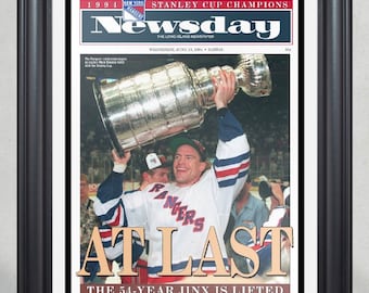 1994 NY Rangers “At Last” Stanley Cup Champion Framed Front Page Newspaper Print