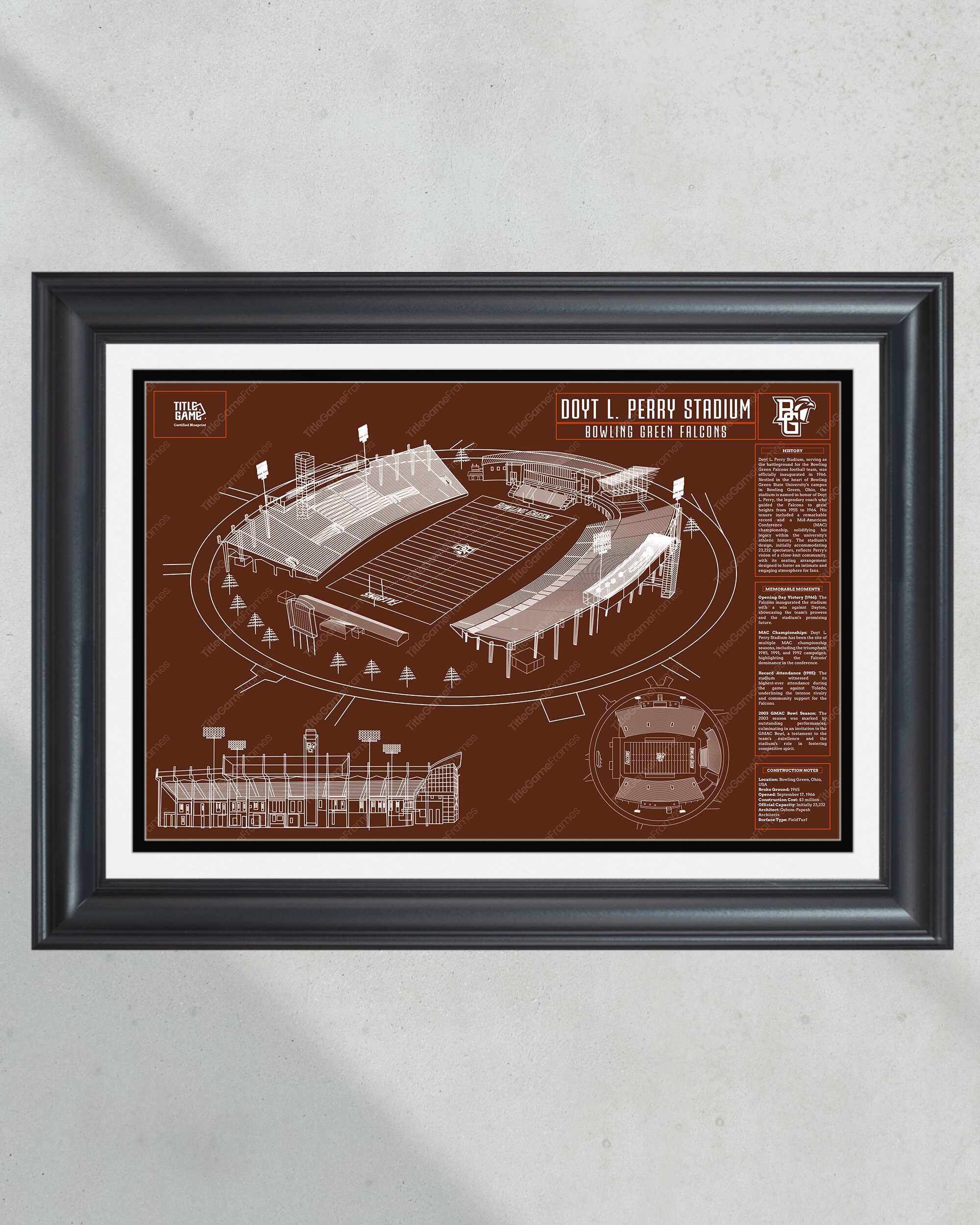 Bowling Green Falcons Doyt L.Perry Football Stadium Blueprint PT60739
