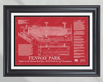 Arte mural de béisbol con planos del estadio Fenway Park de los Boston Red Sox