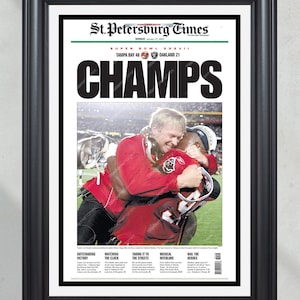 2003 Tampa Bay Buccaneers Super Bowl Champion Framed Newspaper Front Page Print