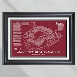Angel Stadium Anaheim Angels Stadium Ballpark Blueprint Baseball Wall Art