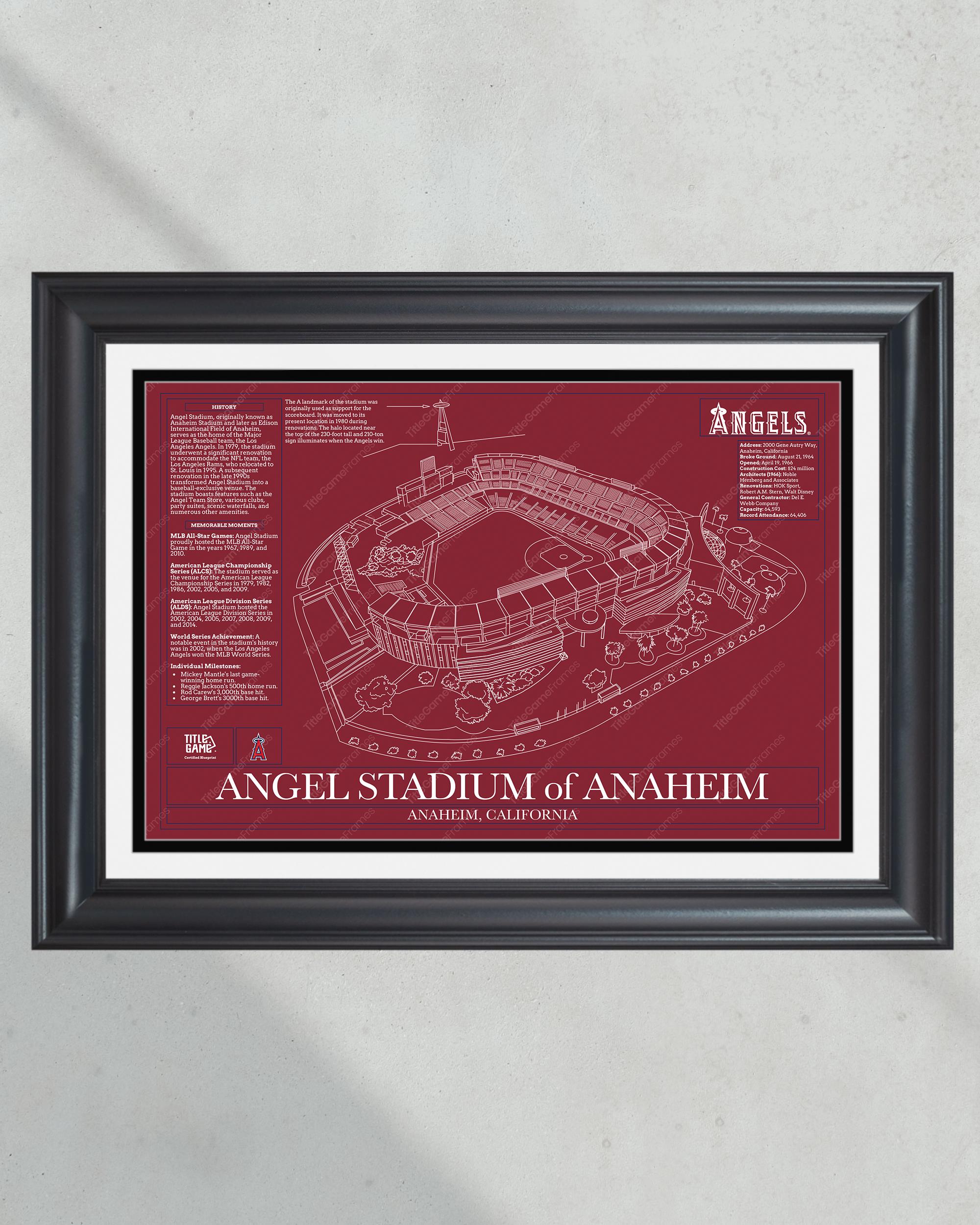Angel Stadium Anaheim Angels Stadium Ballpark Blueprint Baseball Wall Art PT60717