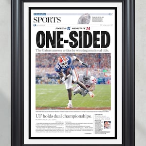 2006 Florida Gators NCAA College Football National Champions &#39;ONE-SIDED&#39; Framed Front Page Newspaper