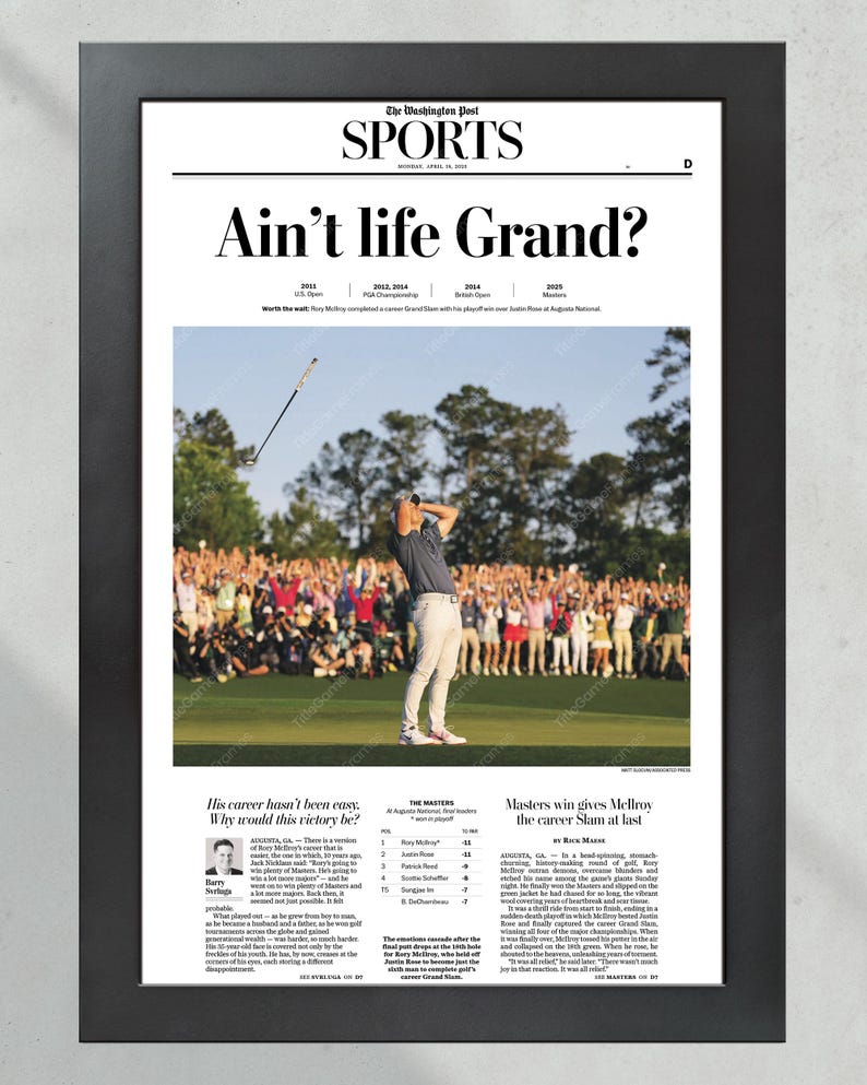 The Paper Rory 2025 Masters Champion Rory Mcilroy 'ain't Life Grand' Front Page ...