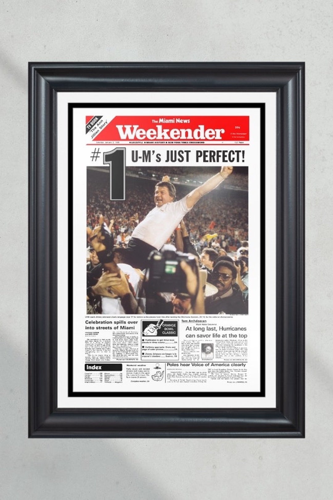 1988 Miami Hurricanes NCAA College Football National Champions Etsy